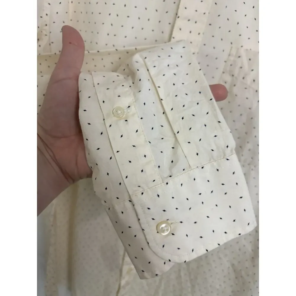 J Crew Secret Wash Shirting 100’s 2-Ply Yarn Slim Fit Button Down Ivory Medium